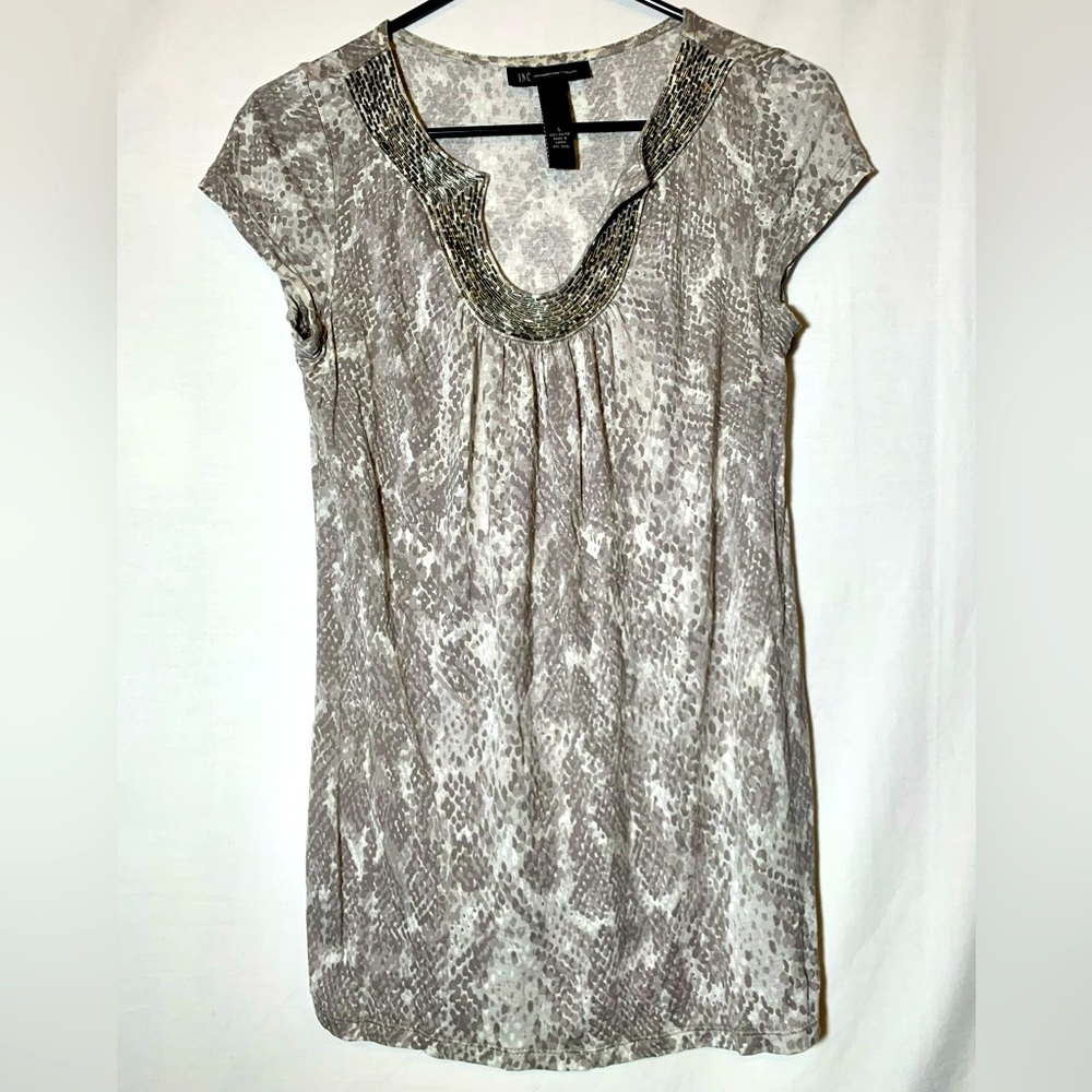 INC International Concepts Beaded Snake Print Rayon Top size Small